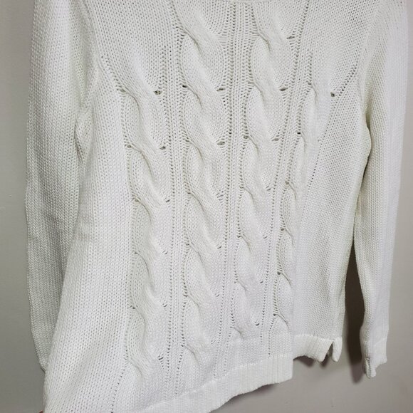 J. CREW J.CREW Fisherman Sweater Crewneck Cable Knit Winter White Women's Medium - Picture 5 of 12
